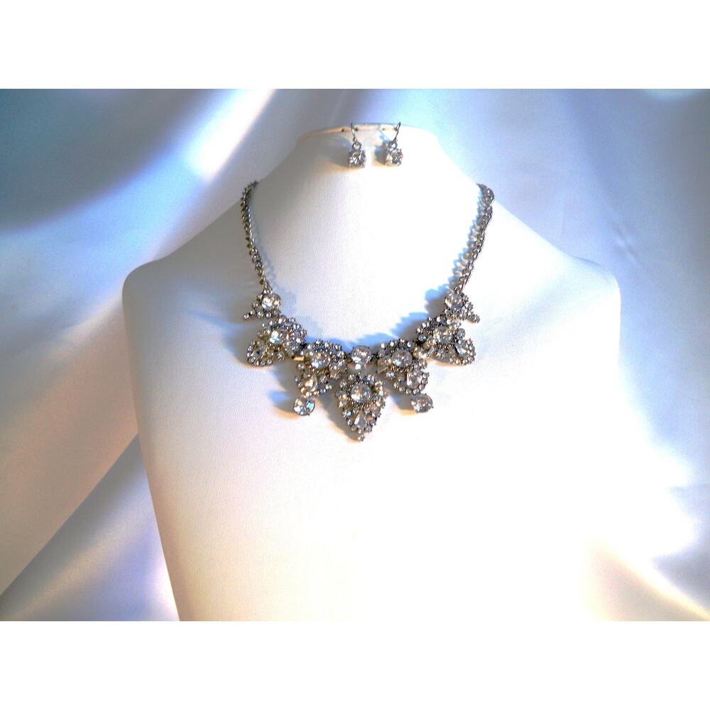 Victorian style rhinestone necklace set, wedding MOB prom party evening necklace